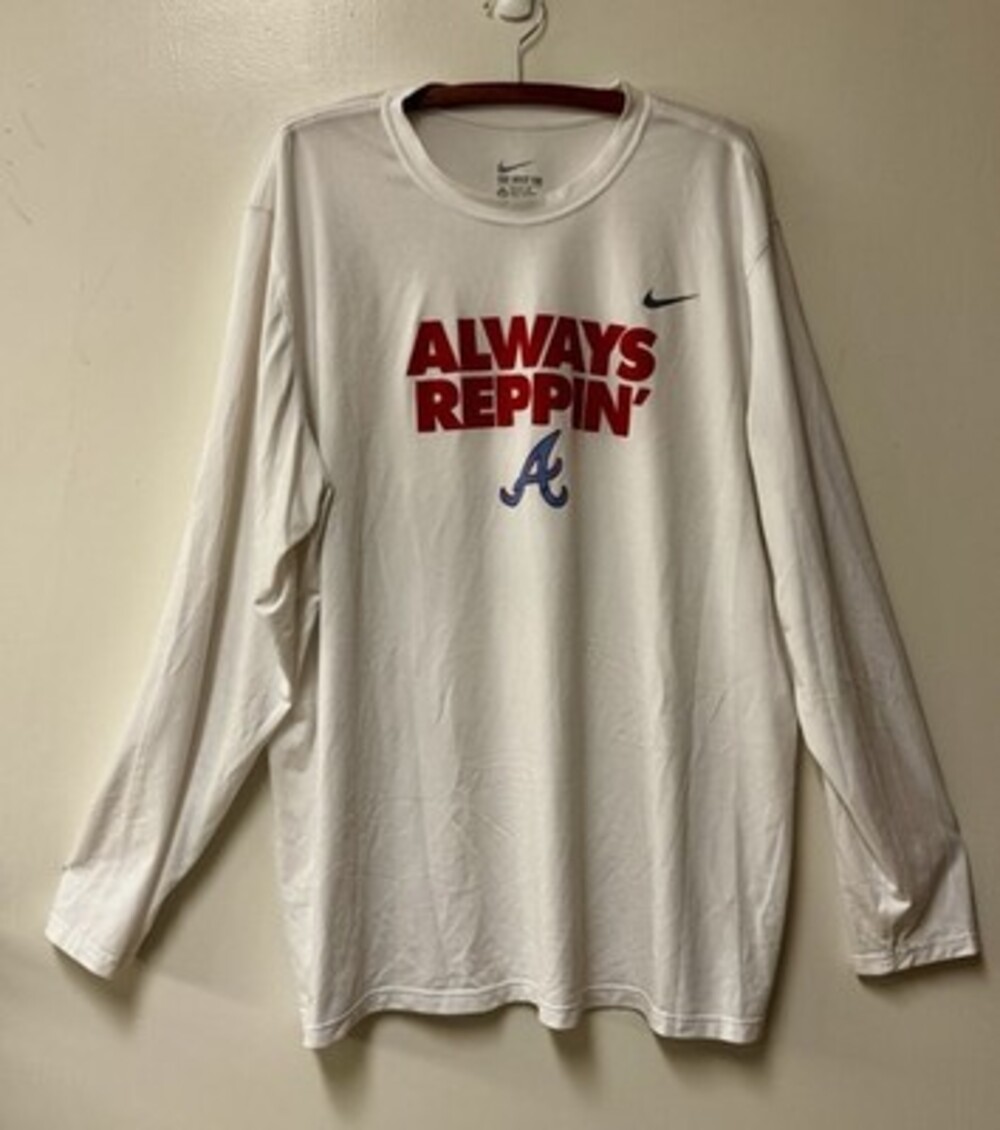 Nike Atlanta Braves Dri-FIT Long Sleeve Performance Shirt Men's 3XL White